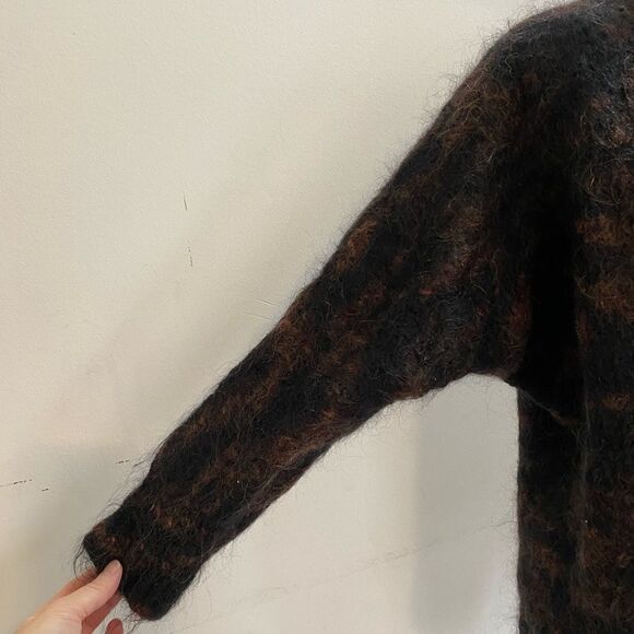 Hand Knit Wool Blend Cropped Open Cardigan Sz S - Picture 5 of 6